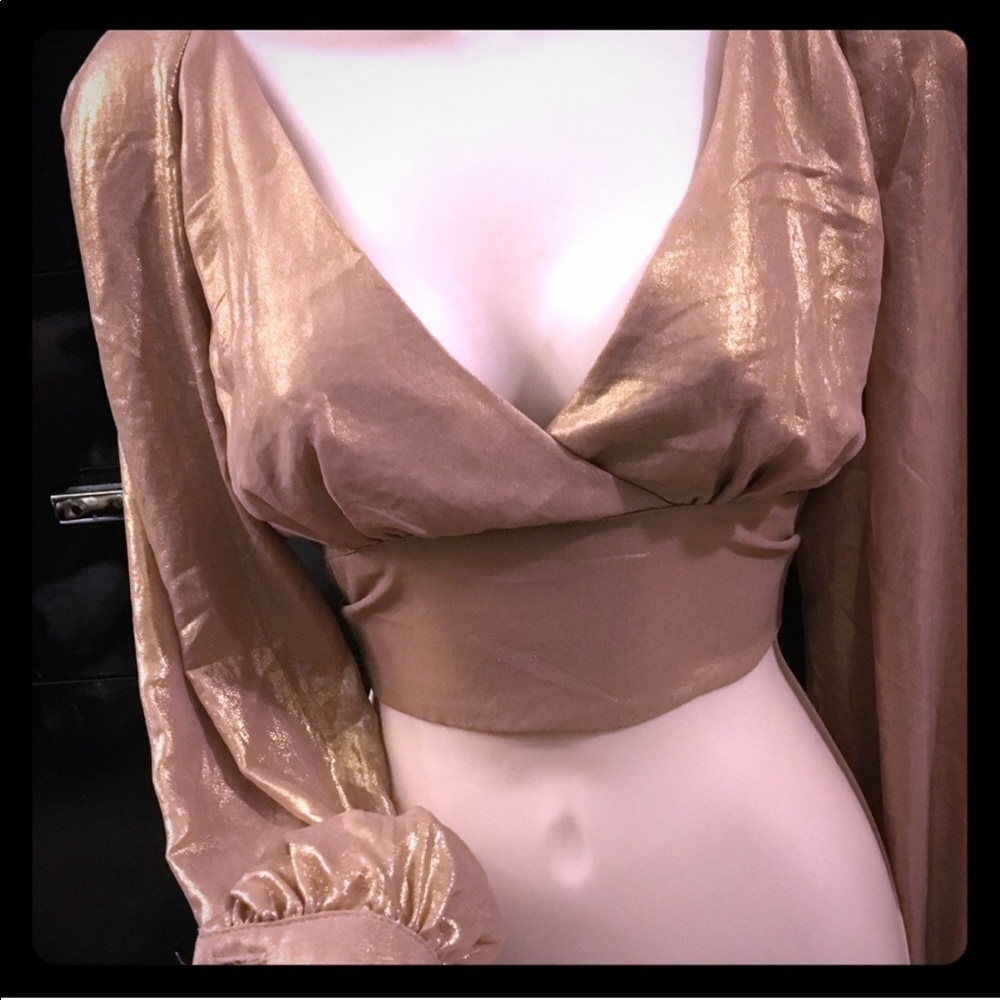 New w/tags gold Champain Bebe crop backless top S